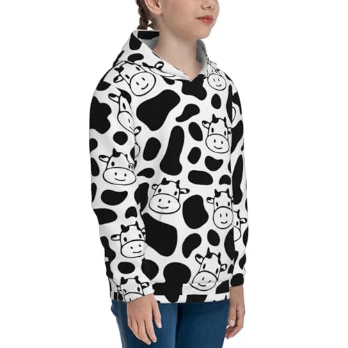Cow Print Kids Pullover Hoodies Boys Sweatshirts Girls Athletic Clothes with Pocket3
