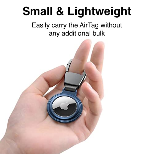Image of AirTag Keychain Holder with Metallic Case Compatible with Apple Airtag with Antitheft Magnetic Lock | Light Weight (Purple)