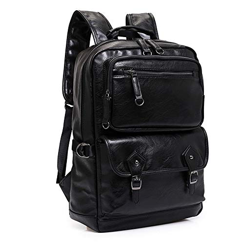 WFDA Mochila Unisex Hombres de Cuero Suave del morral del Hombro Informal Daypacks Viaje
