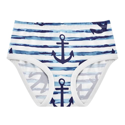 Navy Blue Anchors Stripes Girls Underwear Toddlers 2t Cotton Panties for Girl Fun Print Kids Briefs Undies