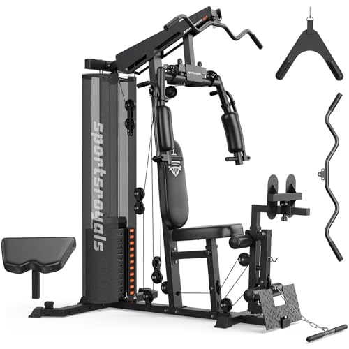 Sportsroyals Home Gym, Multifunctional Gym Equipment, Workout Equipment with 150LBS Weight Stack, for Leg Press, LAT Pull Down, Chest Presses
