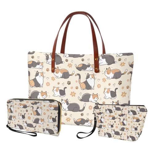 Image of Top Handle Purse for Women, Large Tote Handbag With PU Wallet Set, Gift for Mom