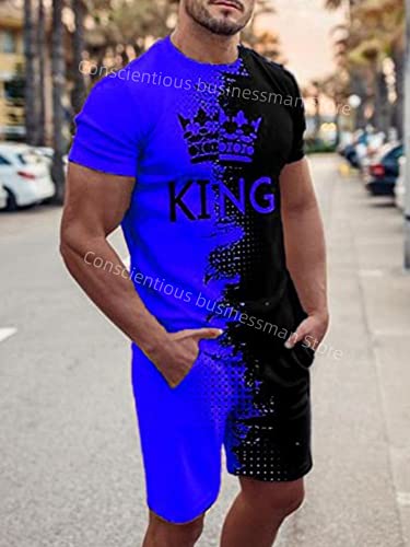 Survêtement homme grande taille 4XL short imprimé 3D et t-shirt confort