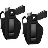 2 Pack Gun Holsters for Concealed Carry, Universal Inside Outside Waistband Holster w/ Magazine Pouc