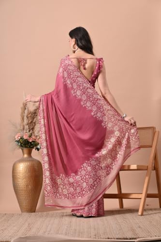 Image of MIRCHI FASHION Women Saree | Chiffon Chevron Zig Zag Printed Office Wear Sari with Blouse