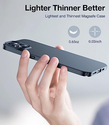 TORRAS Magnetic Slim Fit for iPhone 13 Case/iPhone 14 Case, [Ultra Thin][Compatible with MagSafe][Velvet Touch], Case for iPhone 13 & iPhone 14 Phone Case Hard PC Sturdy Anti Scratch, Black - Thumbnail 5