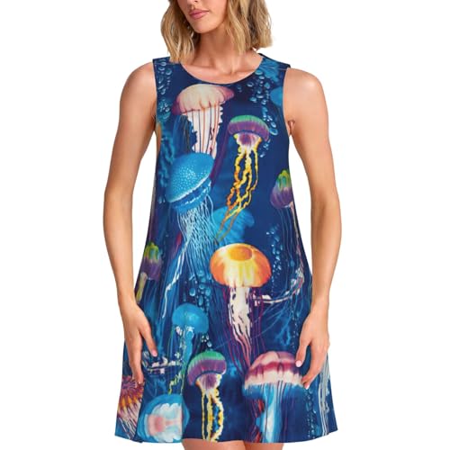 Robe ample avec poches et motif méduses le confort sans manches ultime