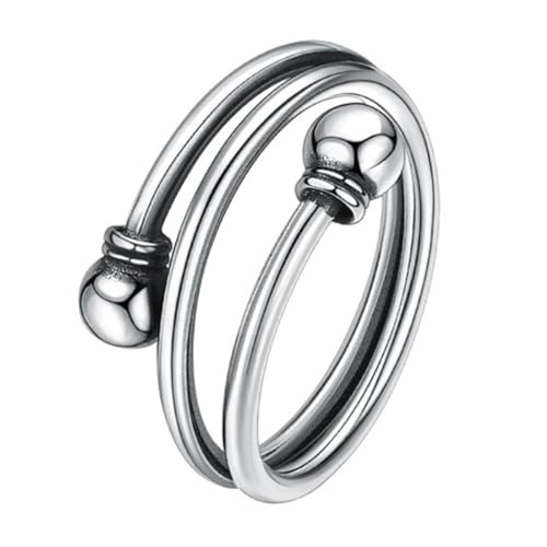 RobertDTesta S925 Sterling Silver Simple Fashion Women's Ring, Adjustable Stackable Personalized Ring,Argent,8
