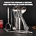 18/10 Stainless Steel Kitchen Utensils Set - 12 PCS All Metal Cooking Tools & 15″ Serving Utensils - Potato Masher, Meat Fork, Tongs, Turner, Pasta, Serving Spoon, Skimmer, Ladle, Spatula Spoon Set