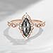 10K 14K 18K Gold Marquise Cut Gemstone Vintage Engagement Ring for Women 2 Carat Gemstone Wedding Ring for Women Sterling Silver Bridal Rings for Her White Yellow Rose Gold(Salt and Pepper Diamond)