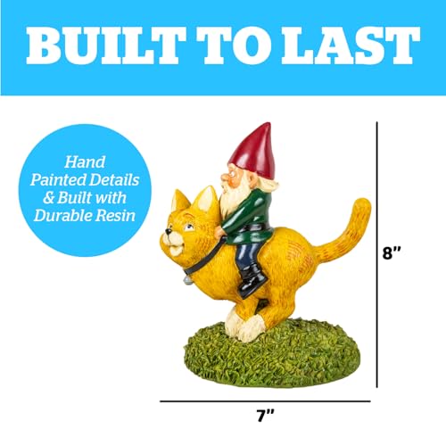 Gnomo montando un gato: decoración de jardín divertida BigMouth para figuras de exterior 5