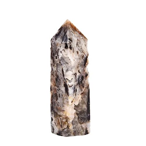 AMOYSTONE Sphalerite Geode Crystal Large Obelisk Tower 4 Faceted Pointed Wand Irregular Texture 1.7-2 LBS for Healing Reiki, Chakra, Home Décor Large 1.7-2 Pound Sphalerite