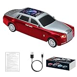 WS-610 Luxury Sedan Replica Bluetooth Speaker – LED Starry Sky Screen Display, HD Sound, TWS Stereo,FM Radio, USB/TF Playback, Built-in Microphone, Portable Wireless Gift for Car Enthusiasts (Red)