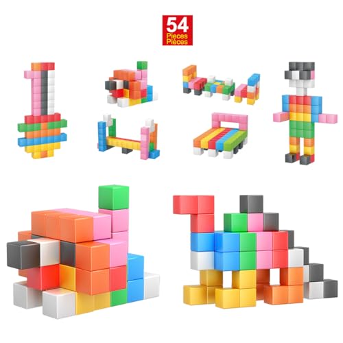 PicassoTiles Magnet Cube Building Blocks 1.2 3CM Magnetic Cubes Toy Construction Building Educational Sensory Toys with Idea Booklet for School & Preschool Kids Boys Girls Toddlers PMC301