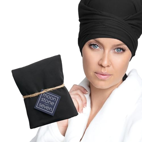 MoonstoneSeven Hair Plop - Curl Prep Wrap for Drying Shaping & Frizz Control - Soft Cotton Lycra Hair Wrap for Wavy & Curly Hair - Reduces Frizz Shortens Dry Time & Enhances Curl Definition - Black