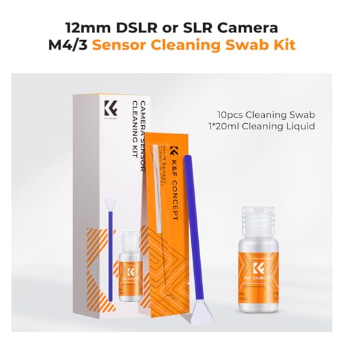 Image of K&F CONCEPT M4 /3 Sensor Cleaning Kit with Sensor Cleaner for M4 /3 Cameras | 12mm sendor SwabsX10,Vacuum Package,Flexible Grip Rod,Superfine Microfiber Cloth Material,Mild Cleaning Liquid,MA03