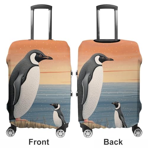 Hand Drawn Penguin Travel Luggage Cover Anti-scratch Suitcase Cover Elastic Suitcase Protective Cover Fits 19-32 Inch Luggage L3