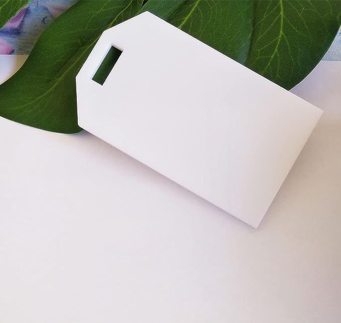 feeling well 10pcs Laser Cut Reserved Tags，Luggage Tag Wedding Place Cards，Reserved SignsPews Chair and Restaurant，Blank Acrylic Keychain (White)-image-15