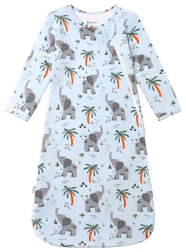 PATPAT Bamboo Viscose Baby Sleep Sack, 0.5 TOG,Safari Elephants,6-12 Months