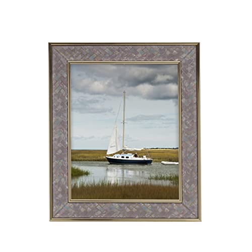 Mikasa 10.4 X 12.4 In Chevron Mirror Photo Frame, Displays One 8 X 10 Inch Photo, Easel Back For Tabletop Display, 10.4X12.4 Inch, Metallic #TOP23