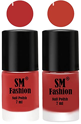 Image of Long Lasting Nail Polish | Nail Paint Combo 7 ml Each) - Set of 2 Coral Pink -Dark Peach