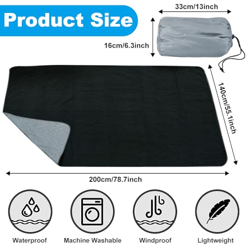 SLTAXAR Wasserdichte Decke Outdoor Campingdecke Fleece 140 x 200 cm Fleece Decke Reise Grau Camping Decke Warm Camping Blanket Isoliert Waterproof Picknickdecke Maschinenwaschbar für Picknick Auto