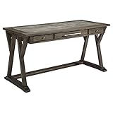 Signature Design by Ashley Luxenford Rustic Farmhouse 60' Home Office Desk with Drawers, Distressed Gray