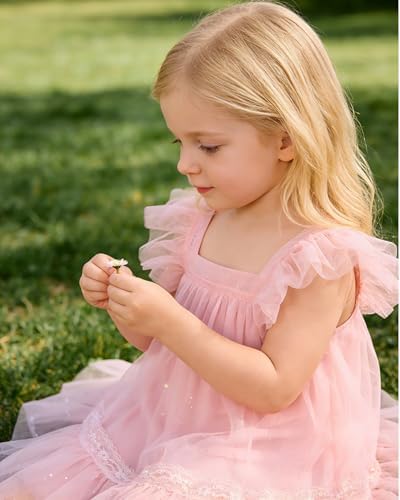 DeeFant Toddler Dress Pink 5T Dresses for Girls Summer Kids Tulle Tutu Wedding Birthday Girl Outfits Sundress Holiday — view 2