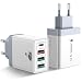 Produktbild 40W USB C Ladegerät, 2Pack 4 Ports Ladegerät Mehrfach mit USB-C und USB-A,Schnellladegerät PD 3.0 Power Adapter Netzteil USBC Stecker für iPhone 16 15 14 13 12 11 X 8 7 6 SE,iPad,Samsung S25 24 23 22