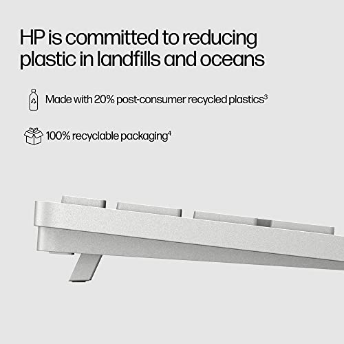 Hp 970 Programmable Wireless Keyboard (Silver) - Bluetooth & 2.4 Ghz Wireless Multi-Device Connectivity - Usb-C Rechargeable Battery - 24 Programmable Keys - Works With Windows & Macos (3Z729Aa#Aba) #TOP6