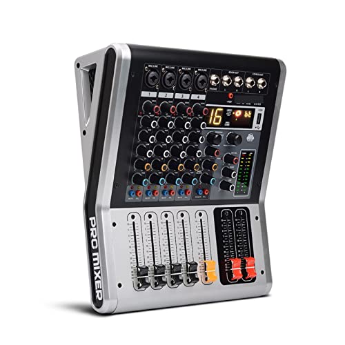 SECJSKJ Conjunto de Mezclador de Controlador de DJ 4 Canales Mezcla de Consola 3 Banda 16 DSP Efecto...