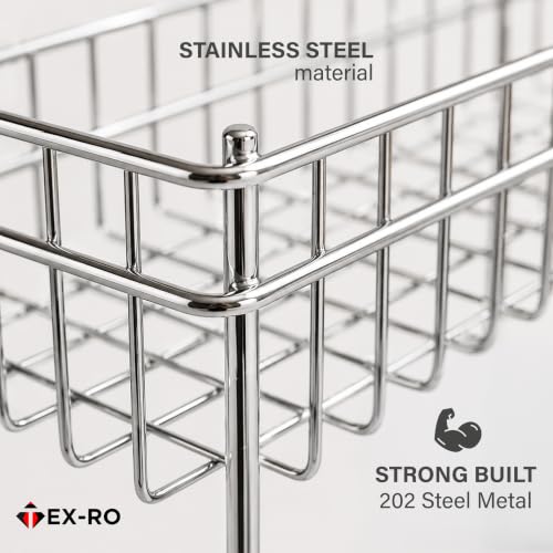 Image of TEX-RO Stainless Steel Vegetable Stand for Kitchen with Wheels | 4 Tier Kitchen Trolley Organizer | Onion Potato Storage Rack | Multipurpose Steel Storage Rack & Vegetable Basket for Modular Kitchen