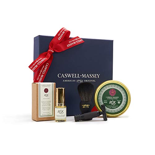 Caswell-Massey ROS Premium Mens Shaving Gift Set  Includes Shave Brush, Double-Edge Razor, Shave Soap and 15 ml Cologne Spray  Made in the USA