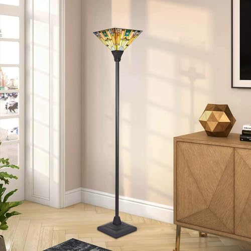 Cotoss CB144305TF Tiffany Torchiere Floor Lamp,70 Inch Tall Stained Glass Floor Light,Antique Style Mission Standing Corner Lamp thumb #3