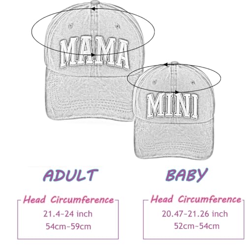 2PCS Mam and Mini Matching Baseball Caps,Parent-Child Hat, Adjustable Cotton Embroidered Baseball Hat for Mom Girl/Boy3