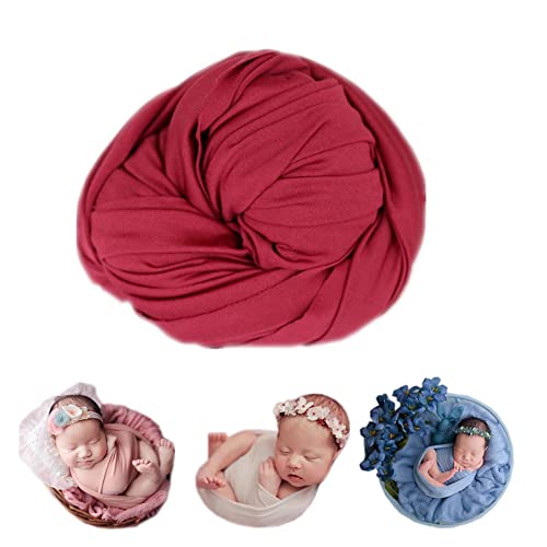 Coberllus Newborn Baby Photo Props Blanket Stretch Without Wrinkle Wrap Swaddle for Boys Girls Photography Shoot (Red)