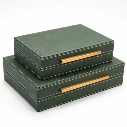 Acidea Decorative Storage Boxes with Lids, Set of 2 Shagreen