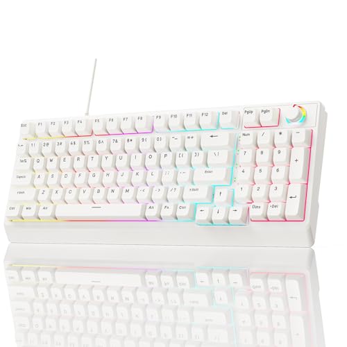 Amazon | ゲーミングキーボード 赤軸 98 キー メカニカル： LED バック