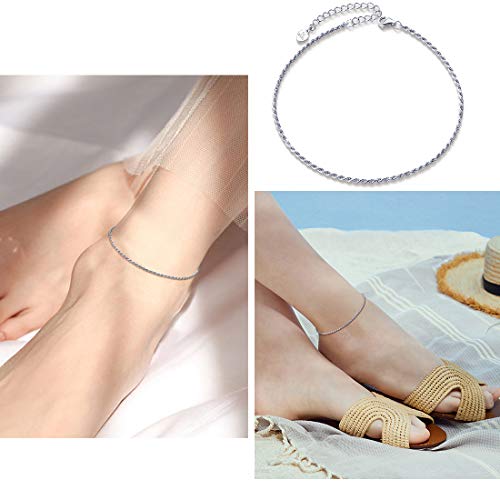 Tornozeleira de Corrente Cubana, Aço Inoxidável, Ouro 18K