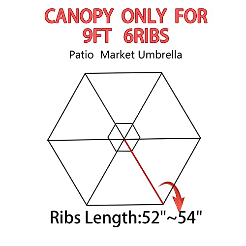 Garden Lucky 9Ft Patio Umbrella Replacement Canopy Market Umbrella Top Outdoor Umbrella Canopy For 6 Ribs Umbrella Blue #TOP5