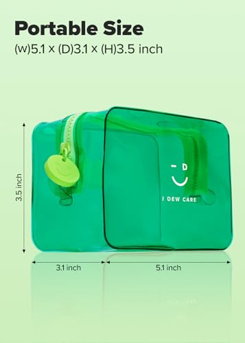 I DEW CARE Makeup Bag - Green Pouch | Cosmetic Standing PVC Clear Case, Water-resistant, Durable, Vacation Travel Friendly, Portable Cosmetic carry for Women & Men, Organizer3