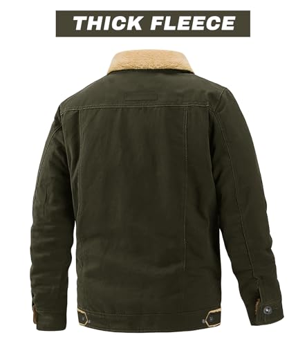Image of EKLENTSON Men's Winter Jacket Thick Thermal Cotton Warm Fleece Lined Coat Trucker Lapel Work Cargo Jackets for Men