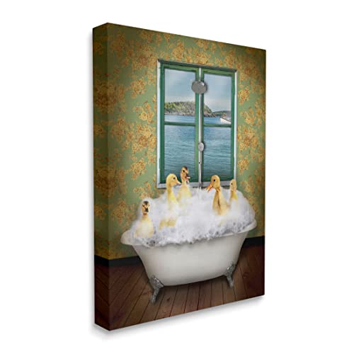 Image of Ducks Bathing Tub Ocean View, 24 x 30 Inch Canvas Wall Art