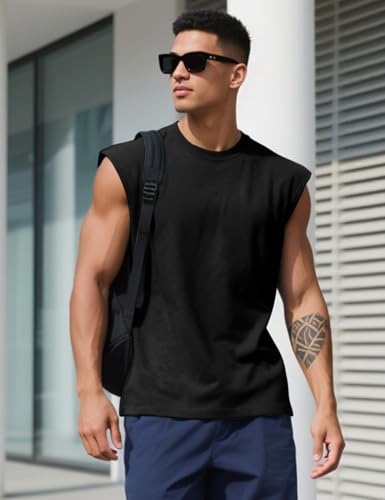 Mens Gym Tank Tops Sleeveless Shirts Cut Off Quick Dry Muscle Shirt Running Beach Loose Fit Tee2
