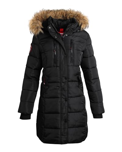 CANADA WEATHER GEAR Womens Long Puffer Coat - Heavyweight Wind Water Resistant Faux Fur Hood Parka Winter Jackets for Women