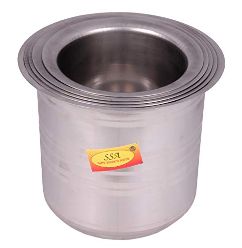 Shiv Shakti Arts® Stainless Steel Long Ganj/Milk Pot/Donga/Container Set for Serving Food - Heavy Gauge - (Silver touch - Medium, Set of 5 Pcs)
