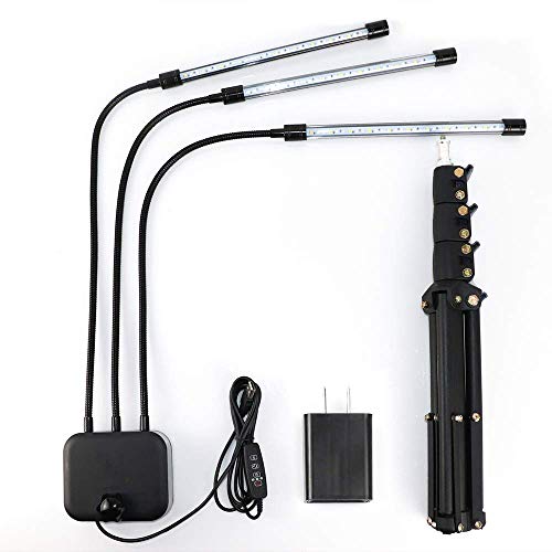 Grow Light with Stand,GHodec Tri-Head 60W Floor Plant Lights for Indoor Plants, Tripod Stand Adjustable 15-48 in,3/9/12H Timer & 3 Modes