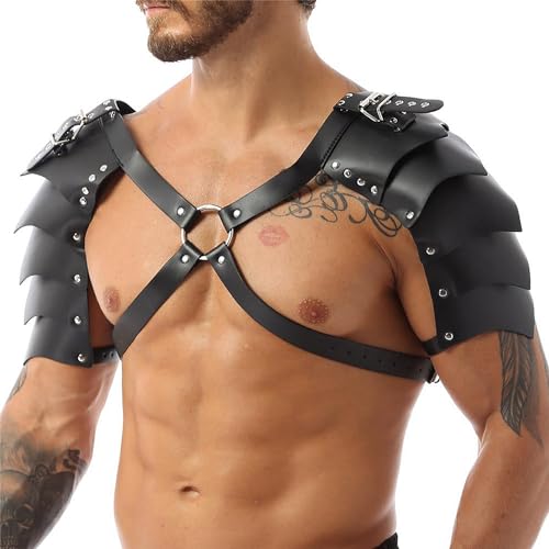 TUYMNI Herren Verstellbare Brust Harness Leder Soldat Rüstung Leder Dessous für Sex, Herren Body Sexy Erotisch Brustgeschirr, Soldat Rüstung...