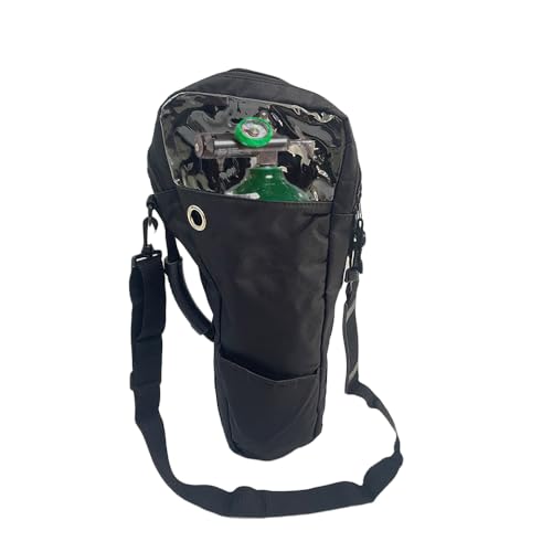 Mochila para tanque de oxigênio – bolsa de suporte de cilindro portátil serve para A, B, C, D, M2, ML6, M7 O2 bolsa de transporte, acessórios, Oxford 600D, Preto, 20.8'L x 8.7'W, Moderna, minimalista