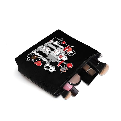 Halloween Gifts for Women Makeup Bag, Funny Halloween Horror Cat Gifts Merchandise, Cute Halloween for Cat Kitty Lovers Black Cosmetic Bag Pouch4